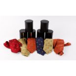 Six silk ties, each with a presentation box