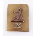 IX Foot Norfolk Regt, brass cross belt plate, 1812