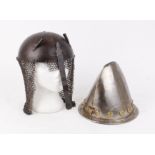 Two steel (replica) pot helmets