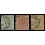 ChinaLarge DragonsPostmarksChinkiang— 1880 dates; 1ca. to 5ca. set of three with 1ca. bright