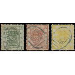 ChinaLarge DragonsPostmarksChefoo— 1ca. to 5ca. set of three with 1ca. full green with the seal in