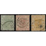 ChinaLarge DragonsPostmarksChefooSeal Cancellation: 1ca. to 5ca. set of three with 1ca. yellow-green