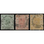ChinaLarge DragonsPostmarksChinkiang— 1879 dates, 1ca. to 5ca. set of three cancelled by central