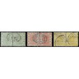 ChinaLarge Dragons1883 Thicker Paper1ca. to 5ca. set of three in horizontal pairs with 1ca. light