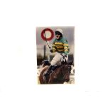 Horse Racing, an Ali McCoy signed canvas (measures 30 x 46cms)(vg)
