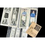 Trade Cards, Football, a selection of Topical Times Football Cards (25x10cms),  7 coloured, 11 black