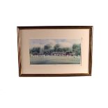 Cricket, two framed and glazed Limited Edition Prints, 'Closing In' by Terry Harrison (116/200 frame
