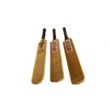 Cricket, three signed miniature cricket bats, each signed by various players from the Somerset Team,