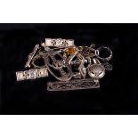 A group of Celtic design silver jewellery,  to include paste set bar brooches, pendants, and