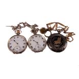 An early 20th century niello and silver full hunter pocket watch,  the case decorated overall with