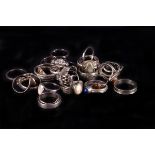 A group of silver finger rings,  various designs, 3.4ozt gross