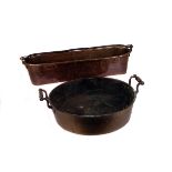 A good 19th century copper twin handled preserve pan, together with a 19th century copper fish