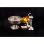 A collection of silver plate and pewter measures,