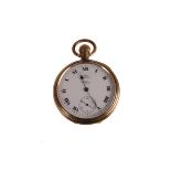 A Waltham rolled gold open faced ‘Tempus’ pocket watch for the English market,  circa 1919, the