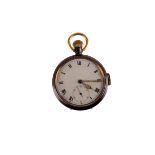 An early 20th century gun metal quarter repeating open faced pocket watch,  the white enamel dial