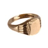 A 9ct gold signet ring,  with vacant face, finger size approx. T/U, 9.3g
