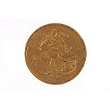 A Victorian full sovereign, the Old Head gold coin dated 1893, F-VF