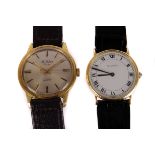 A Jean Renet 18ct gold dress watch,  the white dial with black Roman numerals, sapphire cabochon