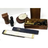 Various instruments: including a Fowler calculator, a microscope and slide rules (a lot)