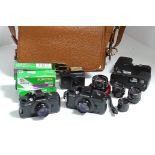 Pentax 110 outfit; two 110 auto bodies, with one 50mm, two 18mm and three 24mm lenses, also