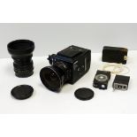 Arax Camera Outfit, Russian Hasselblad copy with f/2.8 80mm Arax lens and an f/4 50mm Flektagon (a