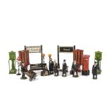A Collection of lead O or 1 Scale Figures and Station Furniture by Britains and others: including