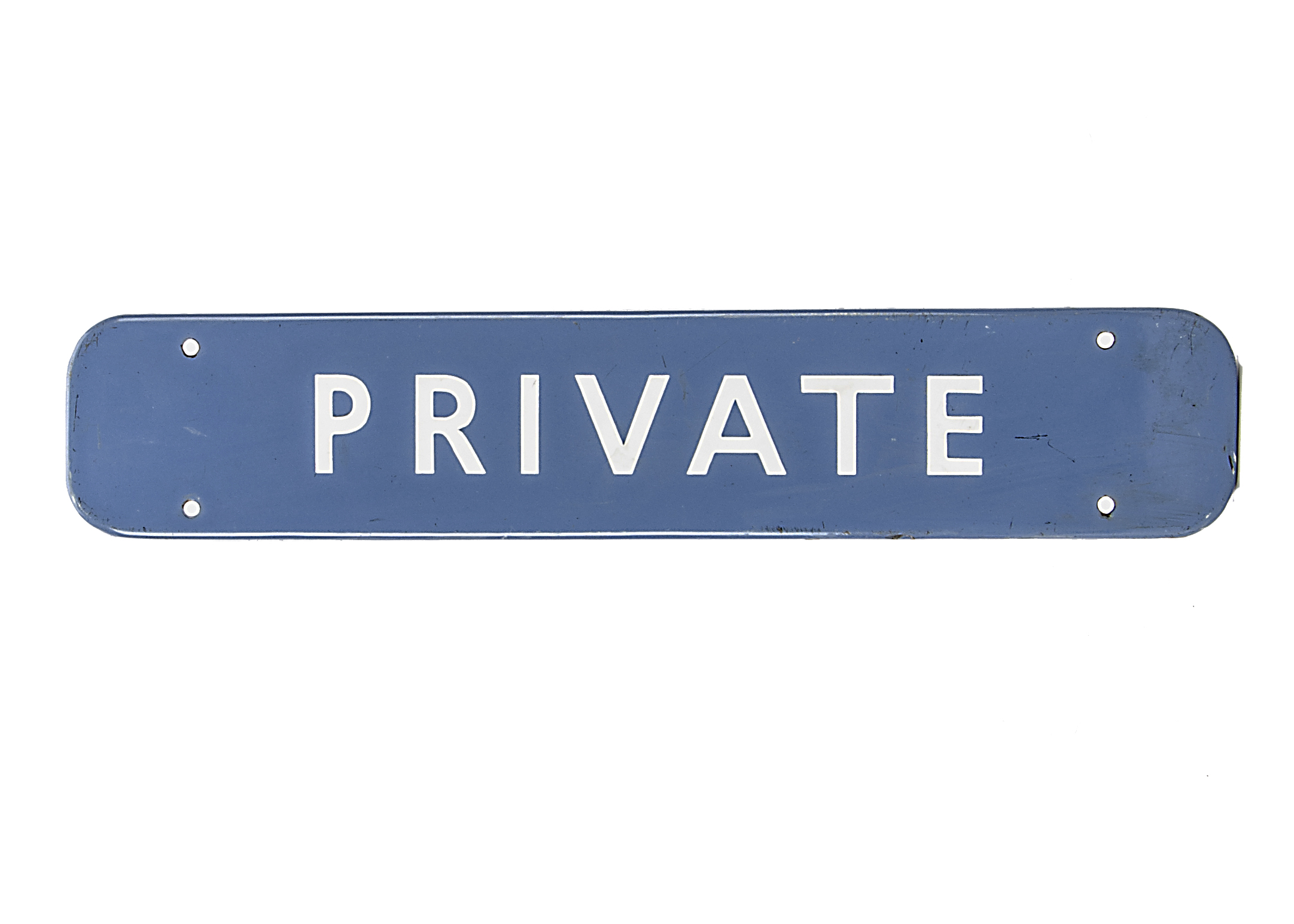 An original BR Scottish Region 'Private' enamel sign in light blue with white lettering, G-VG, a few
