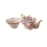 A group of 19th century Sunderland pink lustre tea ware,  comprising bowls, plates, a charger,