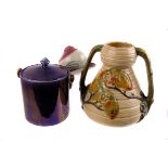 A collection of Carltonware items,  including a twin handled vase, a biscuit barrel, miscellaneous