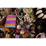 A quantity of costume jewellery,  principally bead necklaces, brooches, and bracelets