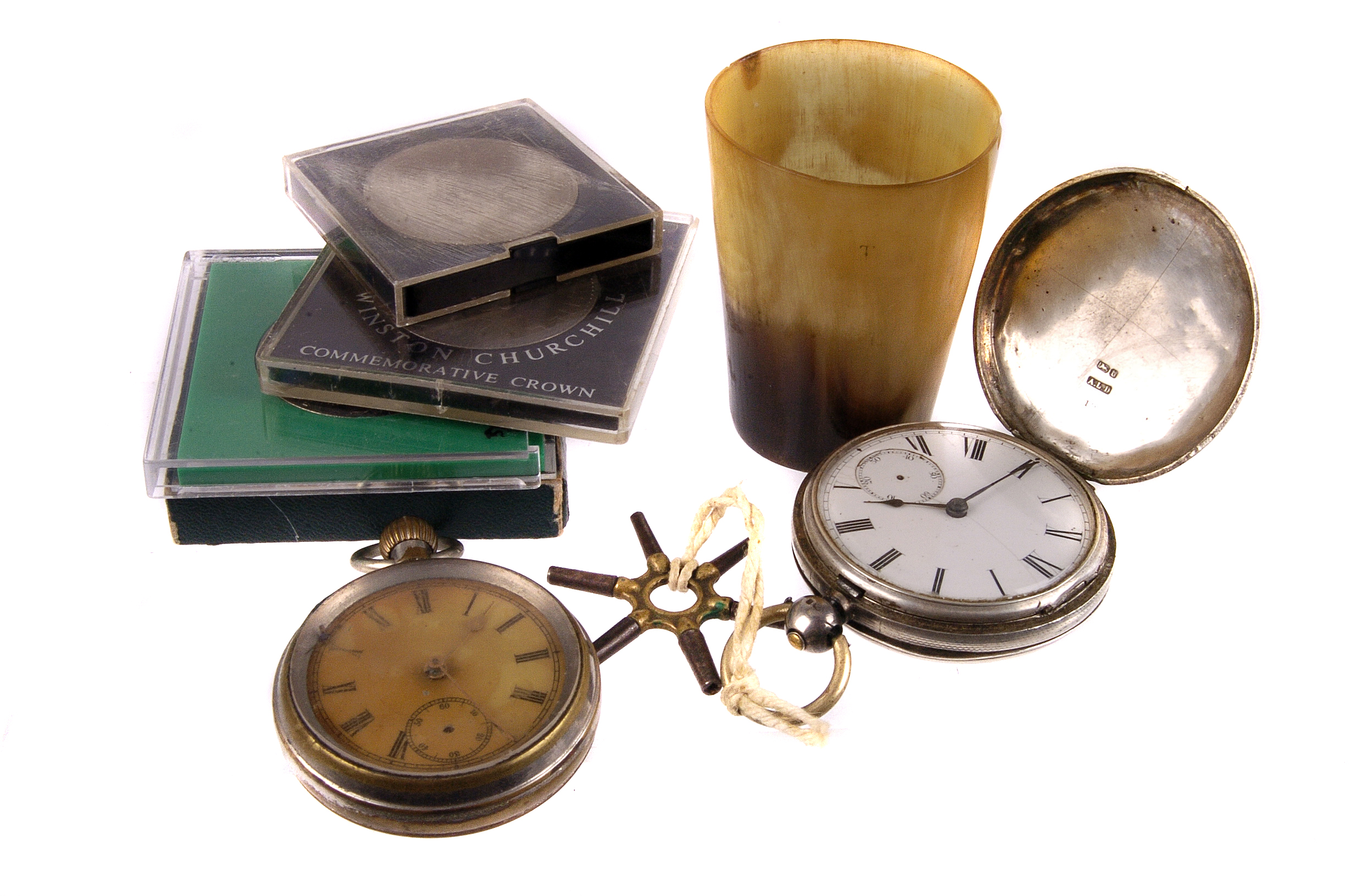 A late Victorian silver full hunter pocket watch,  the case by Dennison, Birmingham 1876, with white