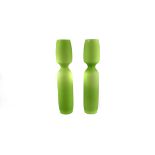 A set of three Murano glass vases by Vetri,  of green cylindrical form with waisted section, each