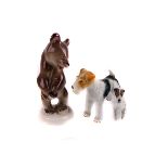 A Royal Doulton miniature sealyham terrier,  K8, together with two other animal figures (3)