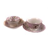 A group of 19th century Sunderland pink lustre tea ware,  comprising  several matched cups and
