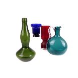 A quantity of mainly 20th century studio glass, including a jack-in-the-pulpit vase, bottles, vases,
