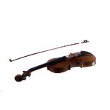 A violin and bow, AF
scratched badly to violin back, strings replaced