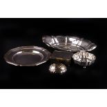 A group of Continental silver plated items,  including serving plates, ashtrays, cigarette boxes,