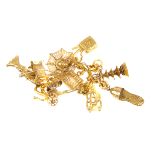 A 22ct gold Chinese belcher link bracelet,  carrying eight 14ct gold Chinese themed charms, 24.9g