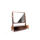 An late Victorian rectangular toilet mirror,  with three draw base, 48cm long, together with a