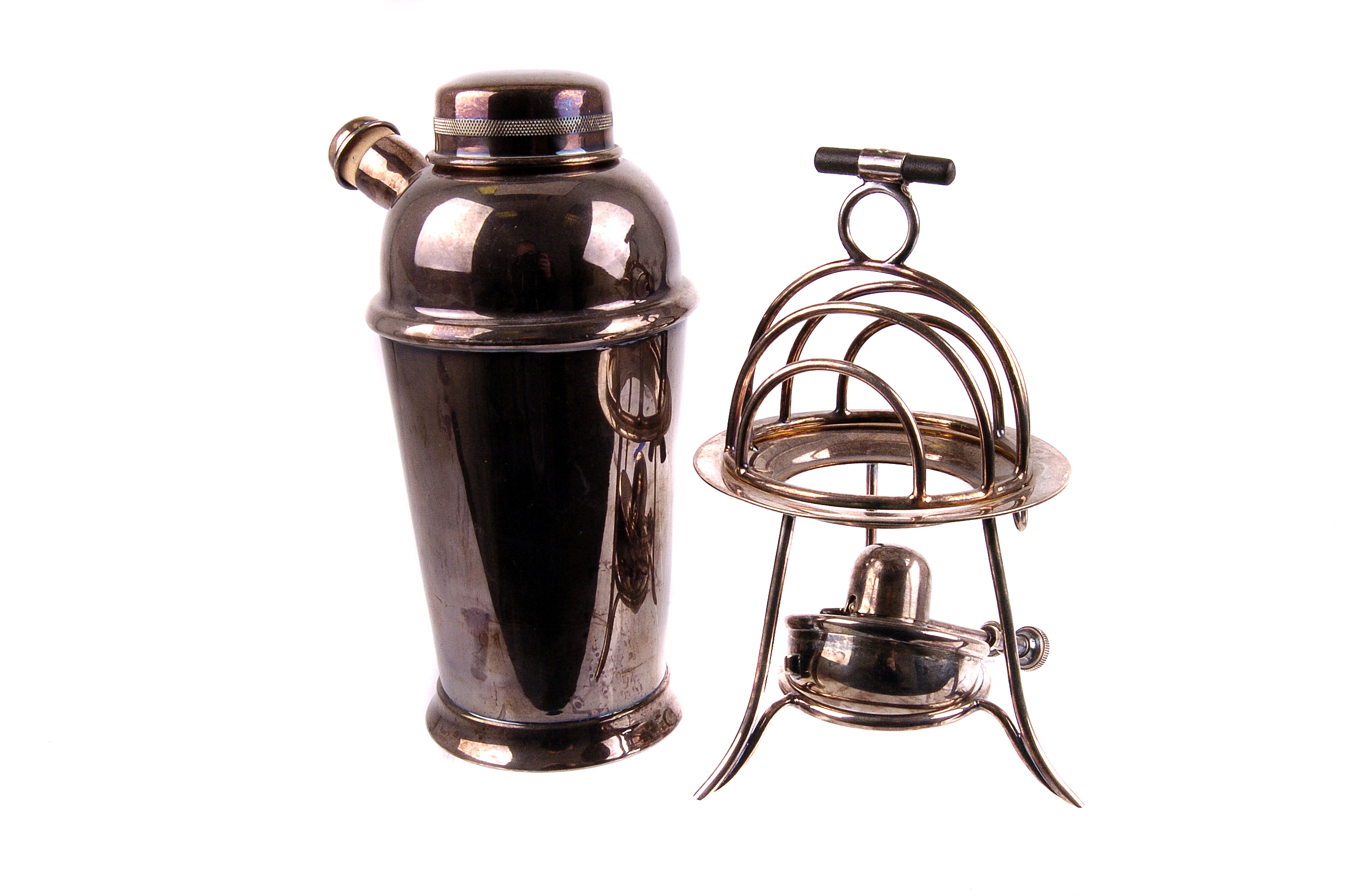 An Art Deco electroplated toast rack and warmer by Asprey & Co.,  of circular four division