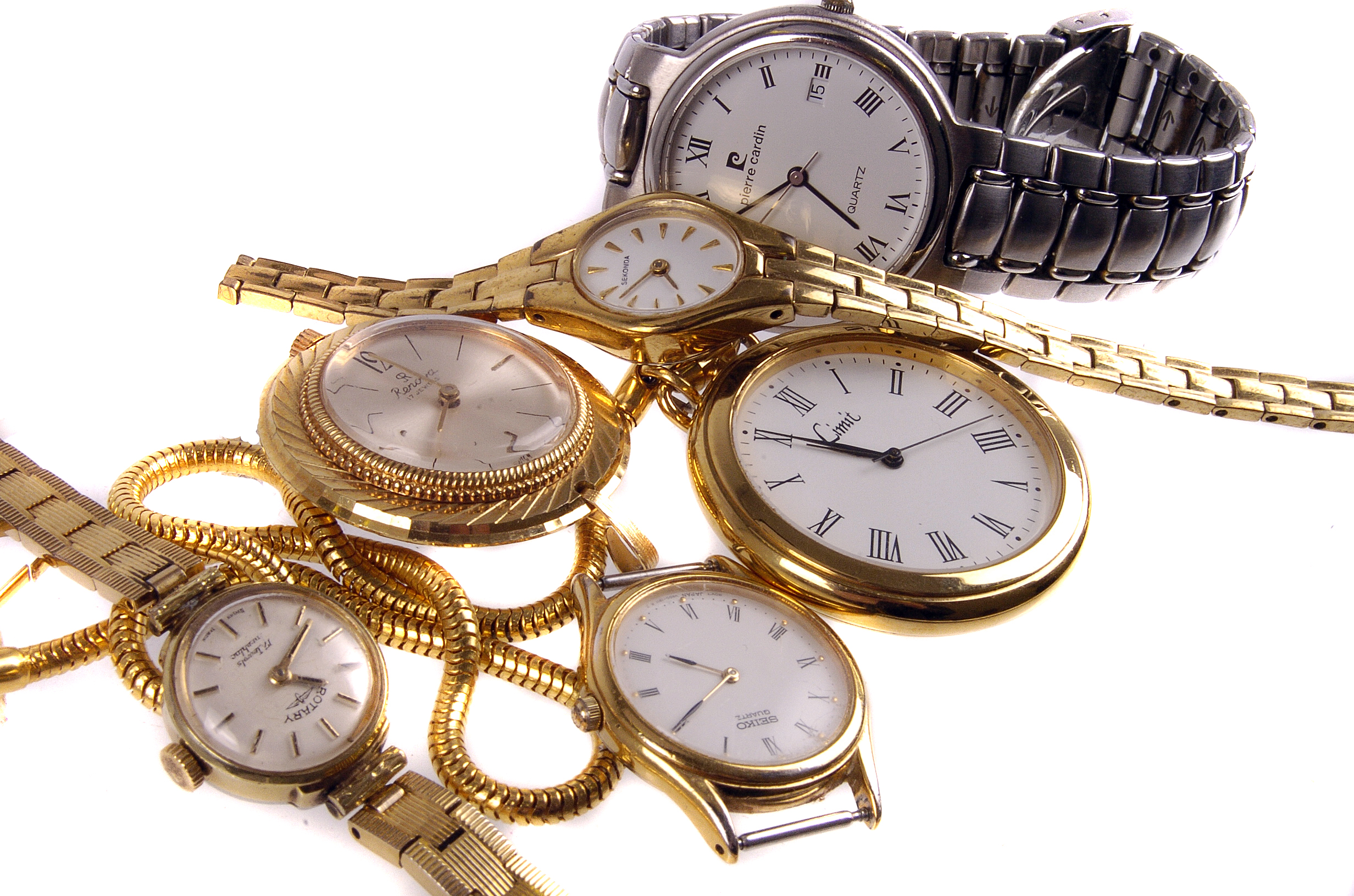 A group of quartz wristwatches,  including Sekonda, Seiko, Citizen and others, together with two