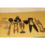 A collection of antique and vintage sheep sheering and other sheep related items, including
