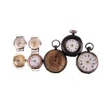 A group of antique and vintage ladies pocket and wristwatches, including three white metal
