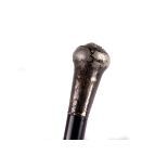 A late Victorian silver  capped ebonised walking cane,  AF