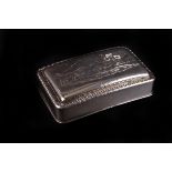 A George III silver snuff box by Matthew Linwood,  Birmingham 1811, of rectangular form, engraved to