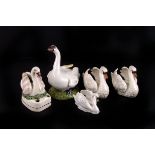 A 19th century Staffordshire swan pen rest, ,  with provision for two pens, 9cm high, together