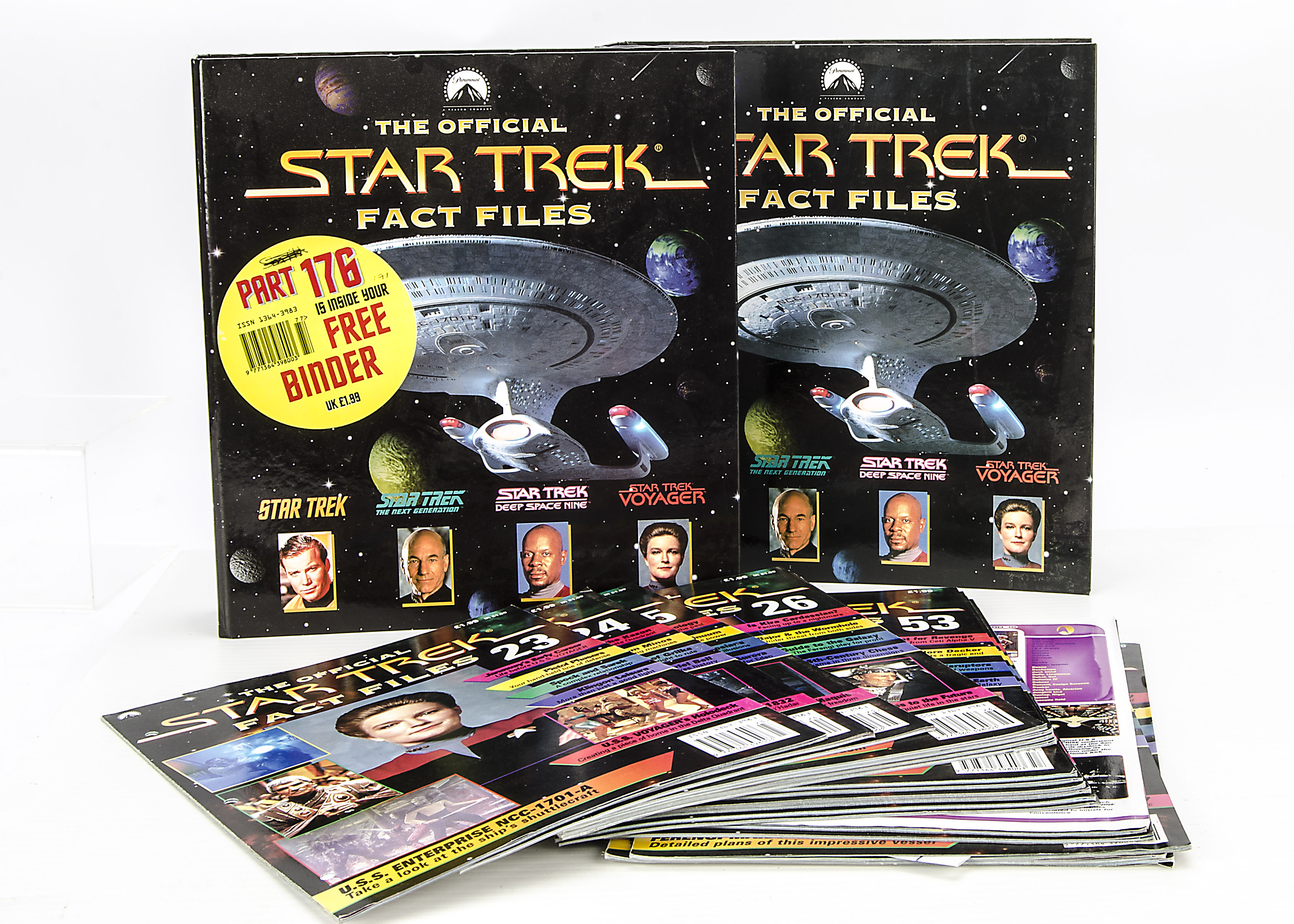 Star Trek Official Fact Files,  Ten Binder Folders including Part 159, 176 and 144. Together with