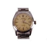 A 1950s Rolex Oyster Perpetual gentleman’s stainless steel wristwatch, ref 6284, the honeycomb