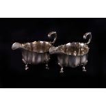 A pair of Victorian silver serpentine sauce boats, London 1897/98 by Lambert & Co. 18ozt.