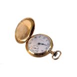 An early 20th century 18ct gold full hunter fob watch by Longines for Tiffany & Co, with white